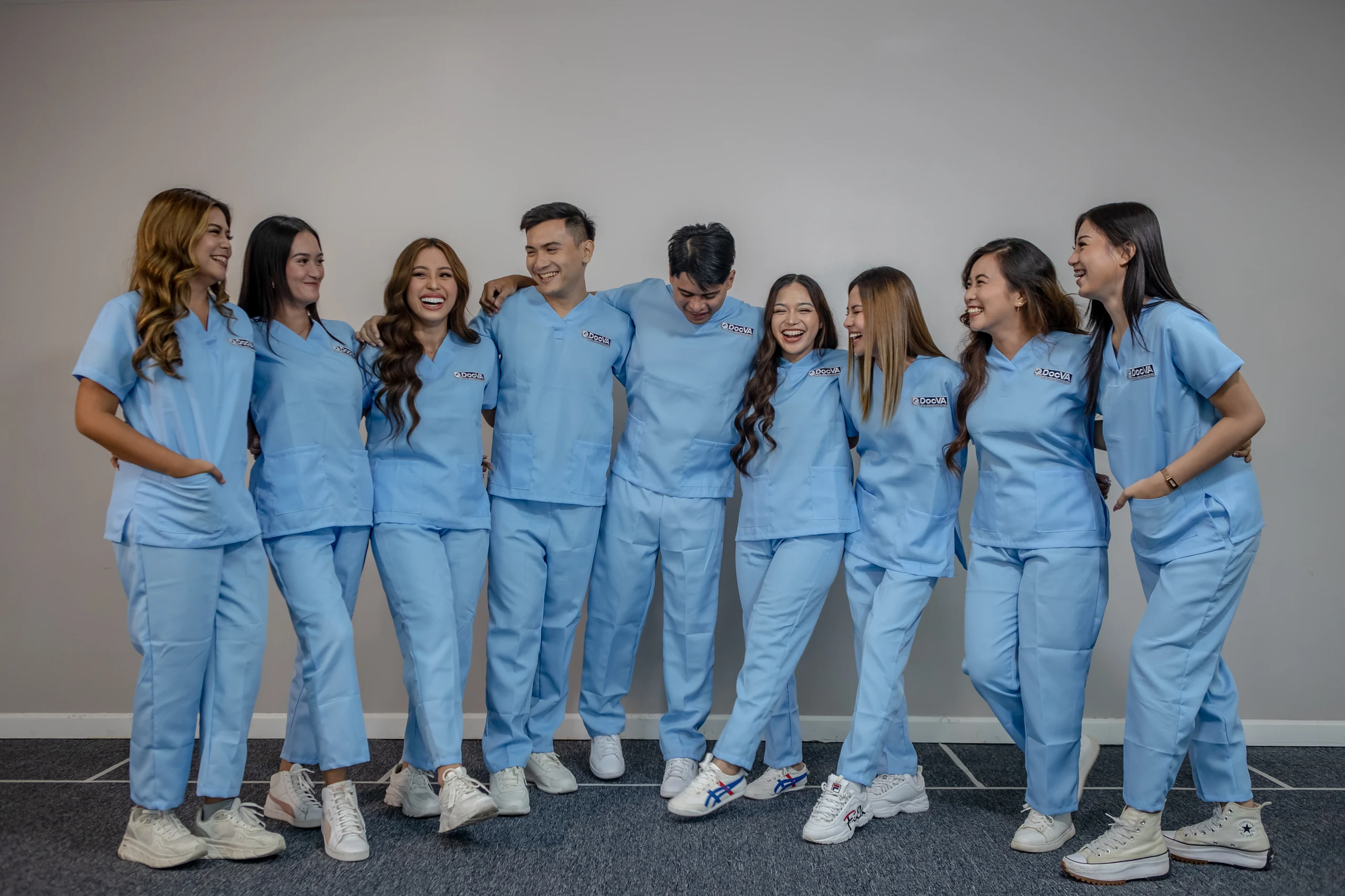 Medical team reviewing documents together